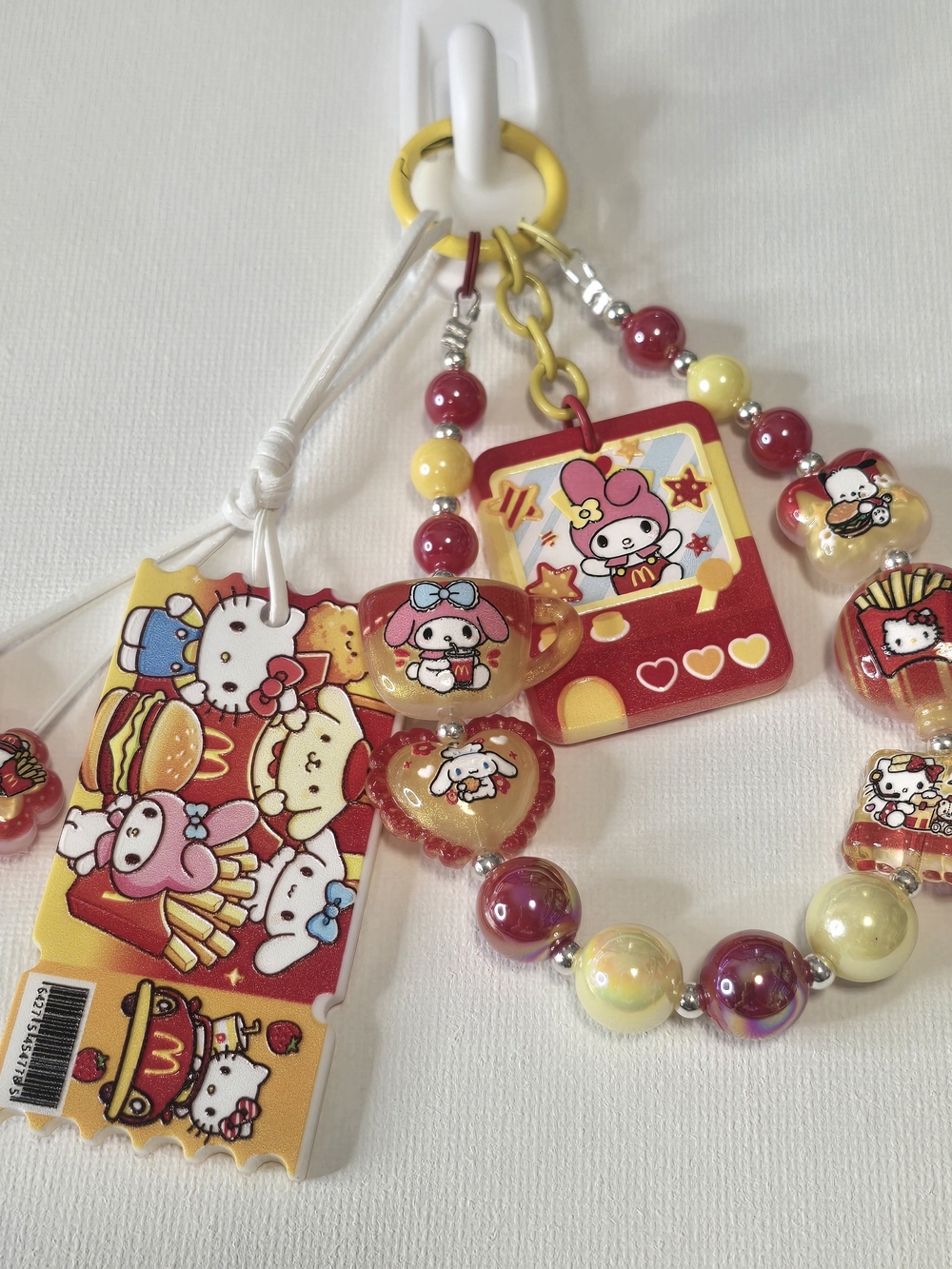 Sanrio Kids Hello Kitty & Friends Beaded Bag Charm - Red, Yellow, Pink